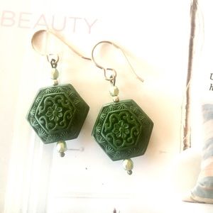 Green cinnabar earrings